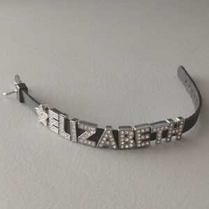 Black Bracelet with Silver Lettering - ELIZABETH